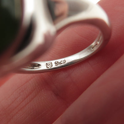Michelle Albala 925 Sterling Silver Vintage Real Jade Modernist Ring Size 7