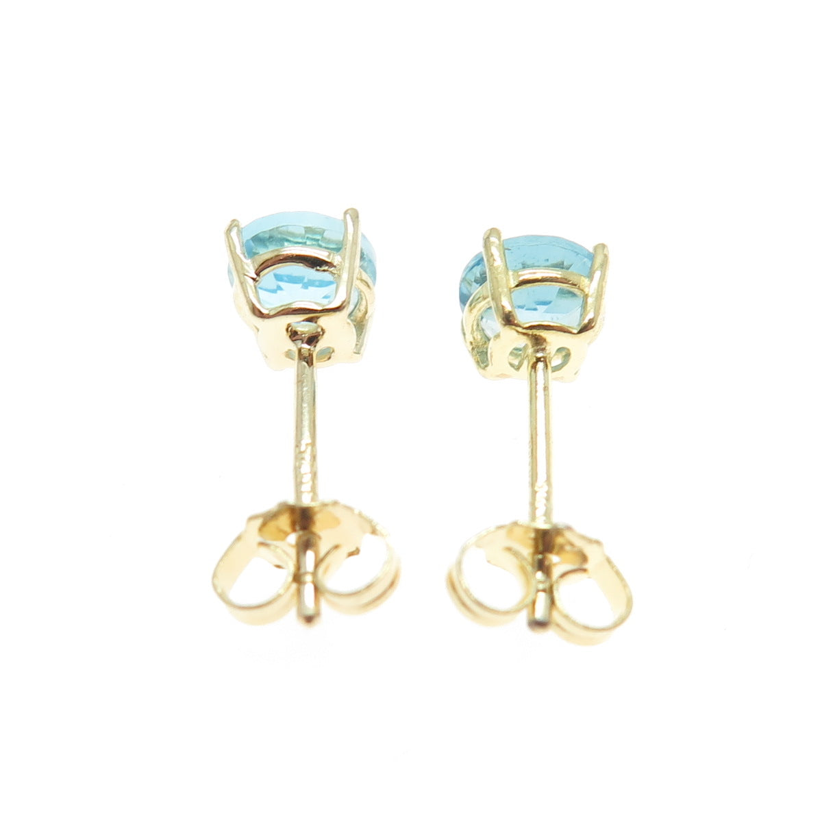 DBJ DEE BERKLEY 925 Sterling Silver Gold Plated Real Blue Topaz Stud Earrings