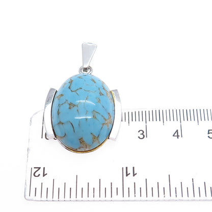 DANECRAFT 925 Sterling Silver Vintage Faux Turquoise Modernist Charm Pendant
