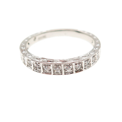 925 Sterling Silver Round-Cut C Z Half Eternity Band Ring Size 7