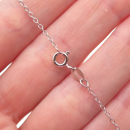 925 Sterling Silver Real Oval-Cut Ruby & Round-Cut C Z Cable Chain Necklace 18"