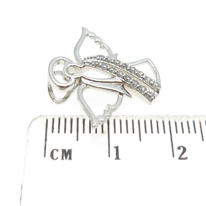 925 Sterling Silver Pave C Z Angel Slide Pendant