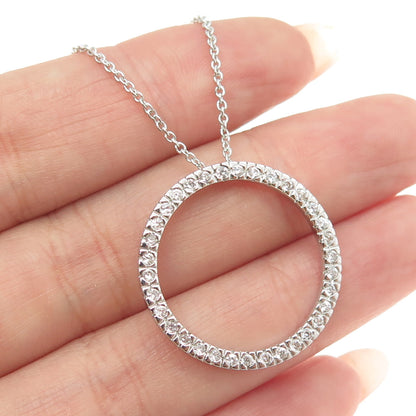 925 Sterling Silver Round-Cut C Z Circle of Life Chain Necklace 16-18"