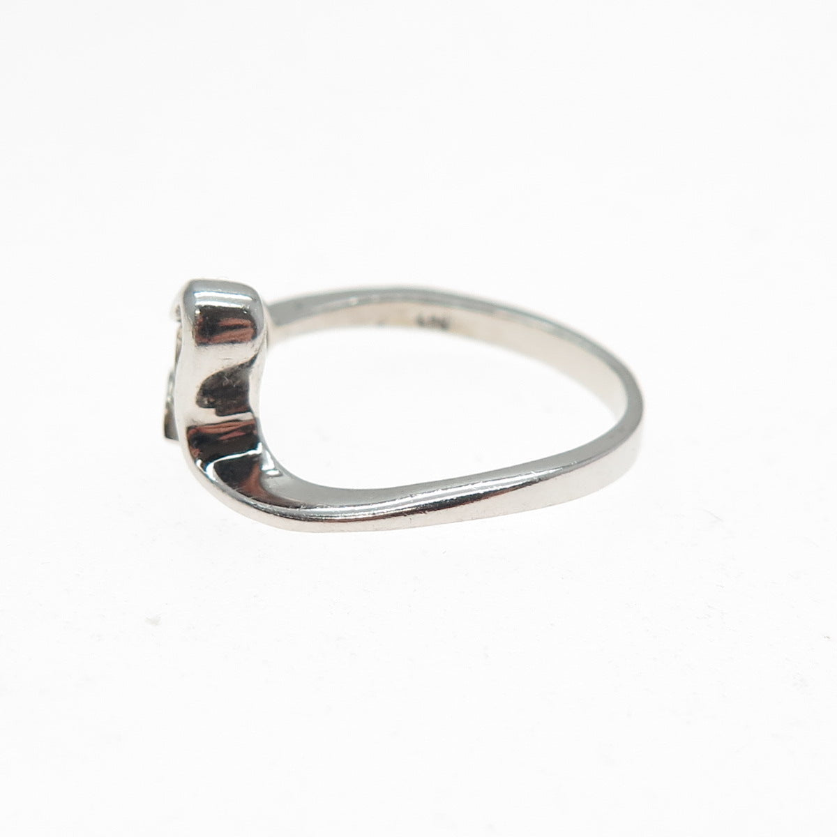 925 Sterling Silver Round-Cut Champagne C Z Modernist Heart Ring Size 7