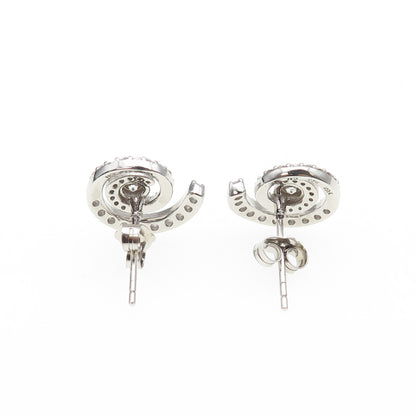 925 Sterling Silver Round-Cut C Z Spiral Stud Earrings