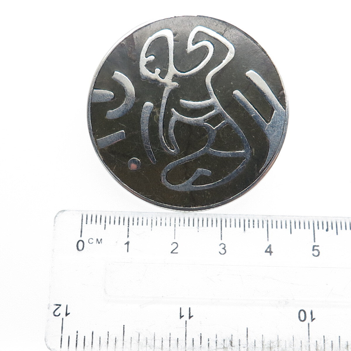 LOS CASTILLO 925 Sterling Silver Vintage Mexico Real Black Onyx Pin Pendant #46