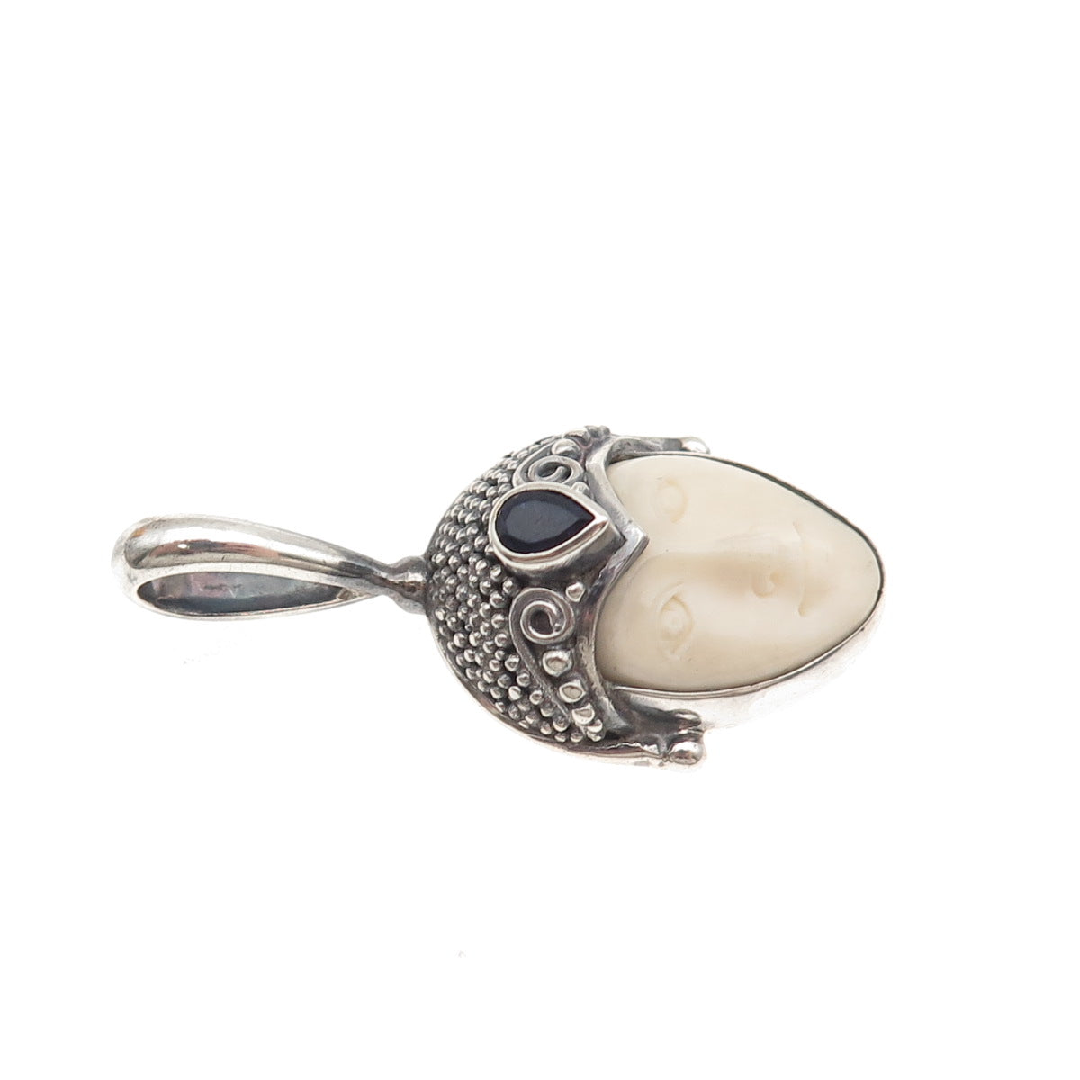Sajen 925 Sterling Silver Vintage Real Iolite Goddess Oxidized Charm Pendant