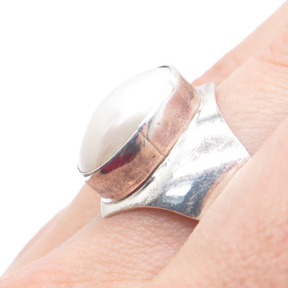 GILO & GRACE NAKAI Navajo Old Pawn 925 Sterling Vintage Real MOP Ring Size 9.75