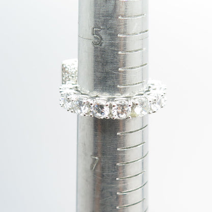 925 Sterling Silver Princess & Round-Cut Shaped C Z Ring Size 6.25