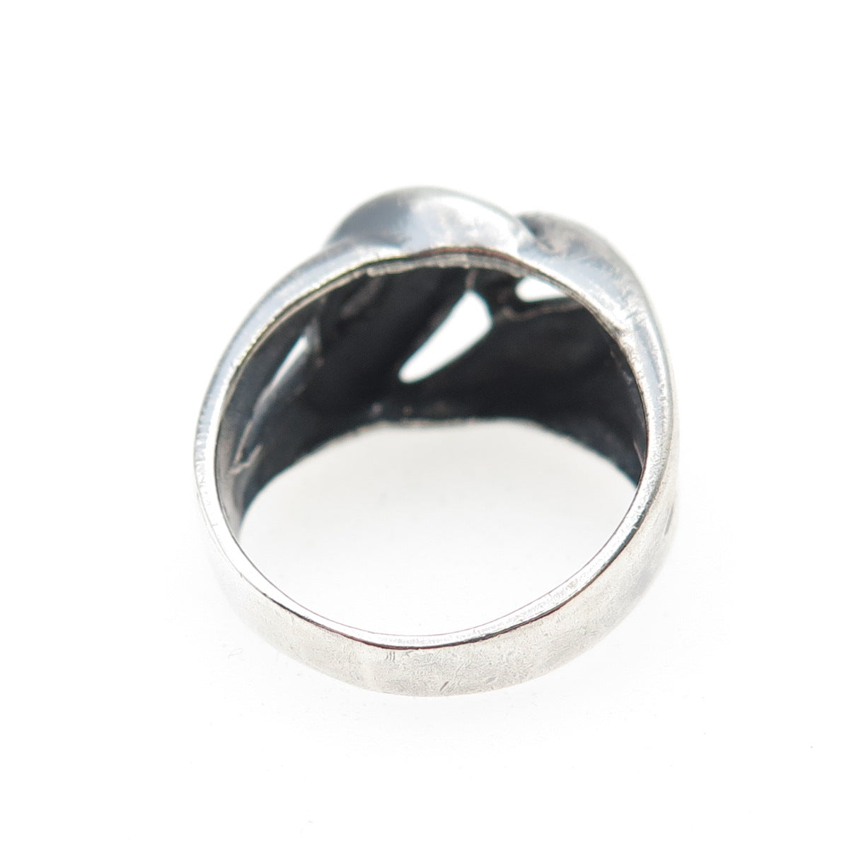 925 Sterling Silver Vintage Modernist Interlocked Oxidized Ring Size 7.25