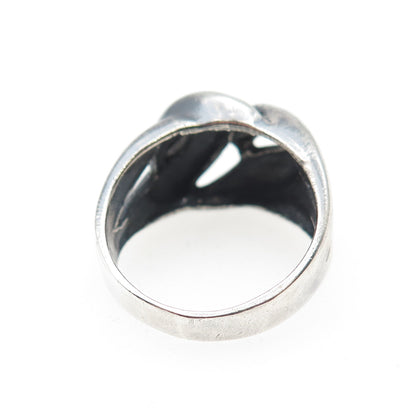 925 Sterling Silver Vintage Modernist Interlocked Oxidized Ring Size 7.25