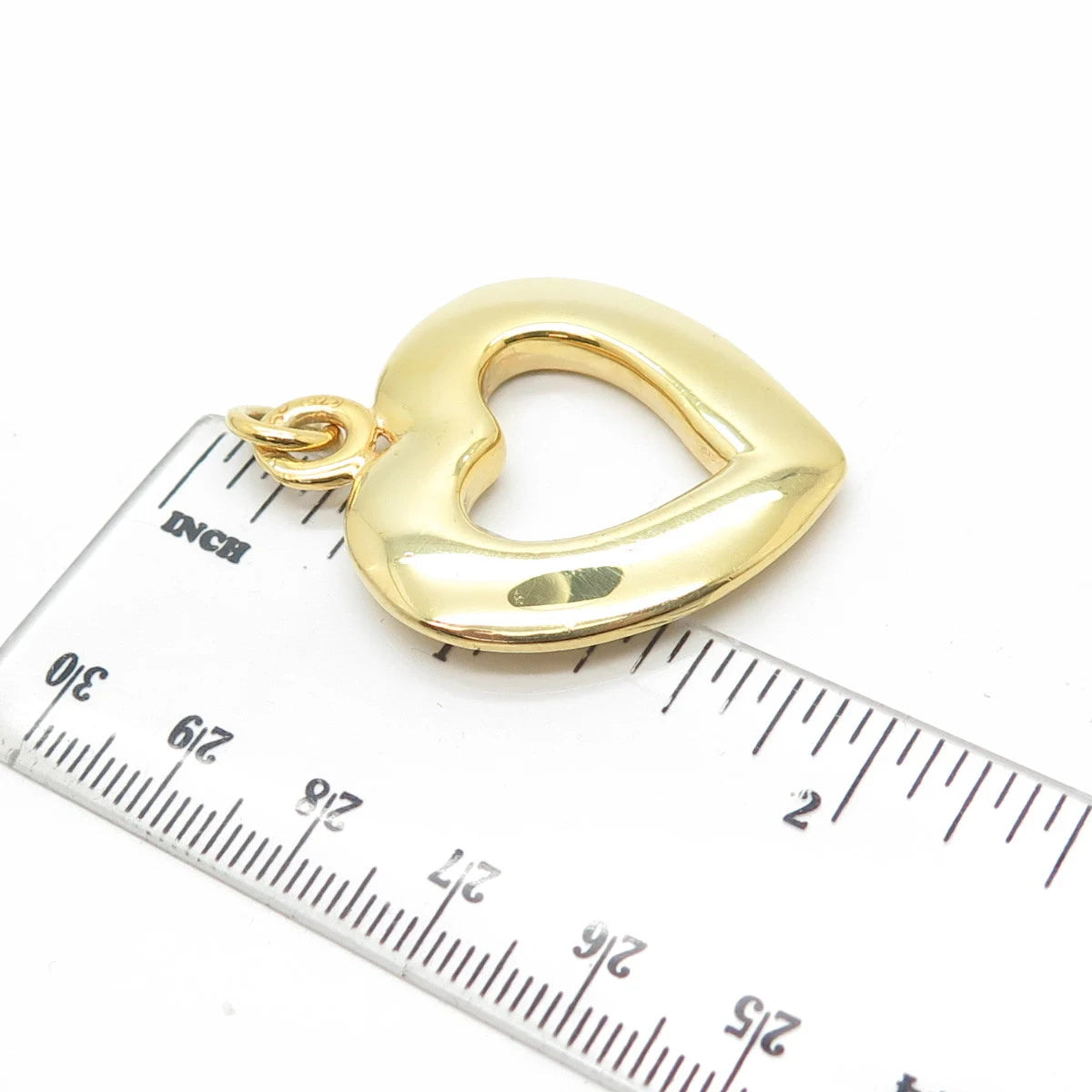 925 Sterling Silver Gold Plated Vintage Italy Heart Open Pendant