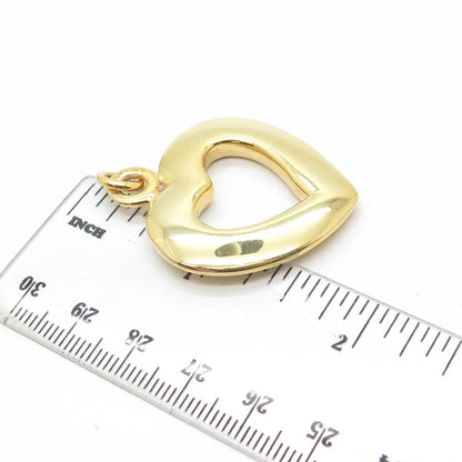 925 Sterling Silver Gold Plated Vintage Italy Heart Open Pendant