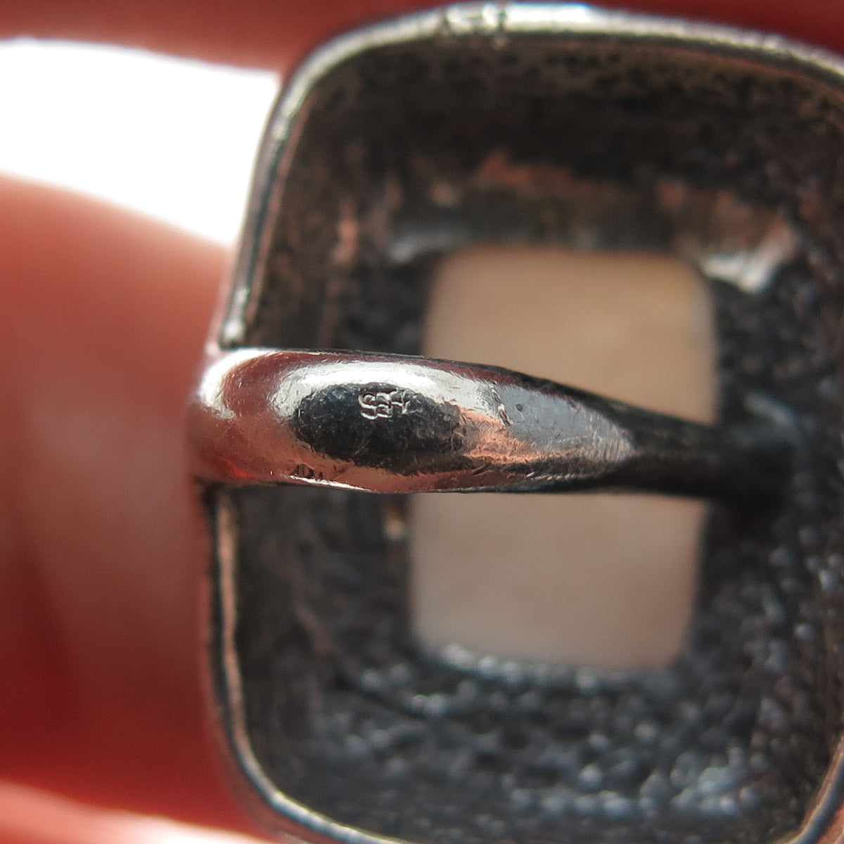 925 Sterling Silver Vintage Real MOP Granulated Oxidized Mini Charm Pendant