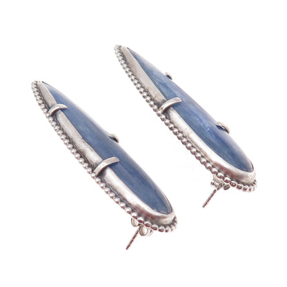 925 Sterling Silver Vintage Real Kyanite Modernist Oxidized Earrings