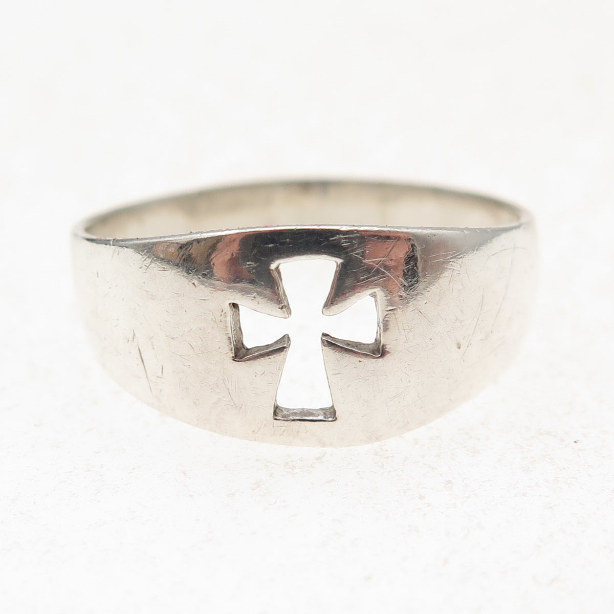 Joseph Schmid 925 Sterling Silver Vintage Cross Religious Ring Size 11