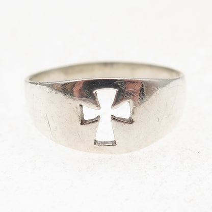 Joseph Schmid 925 Sterling Silver Vintage Cross Religious Ring Size 11