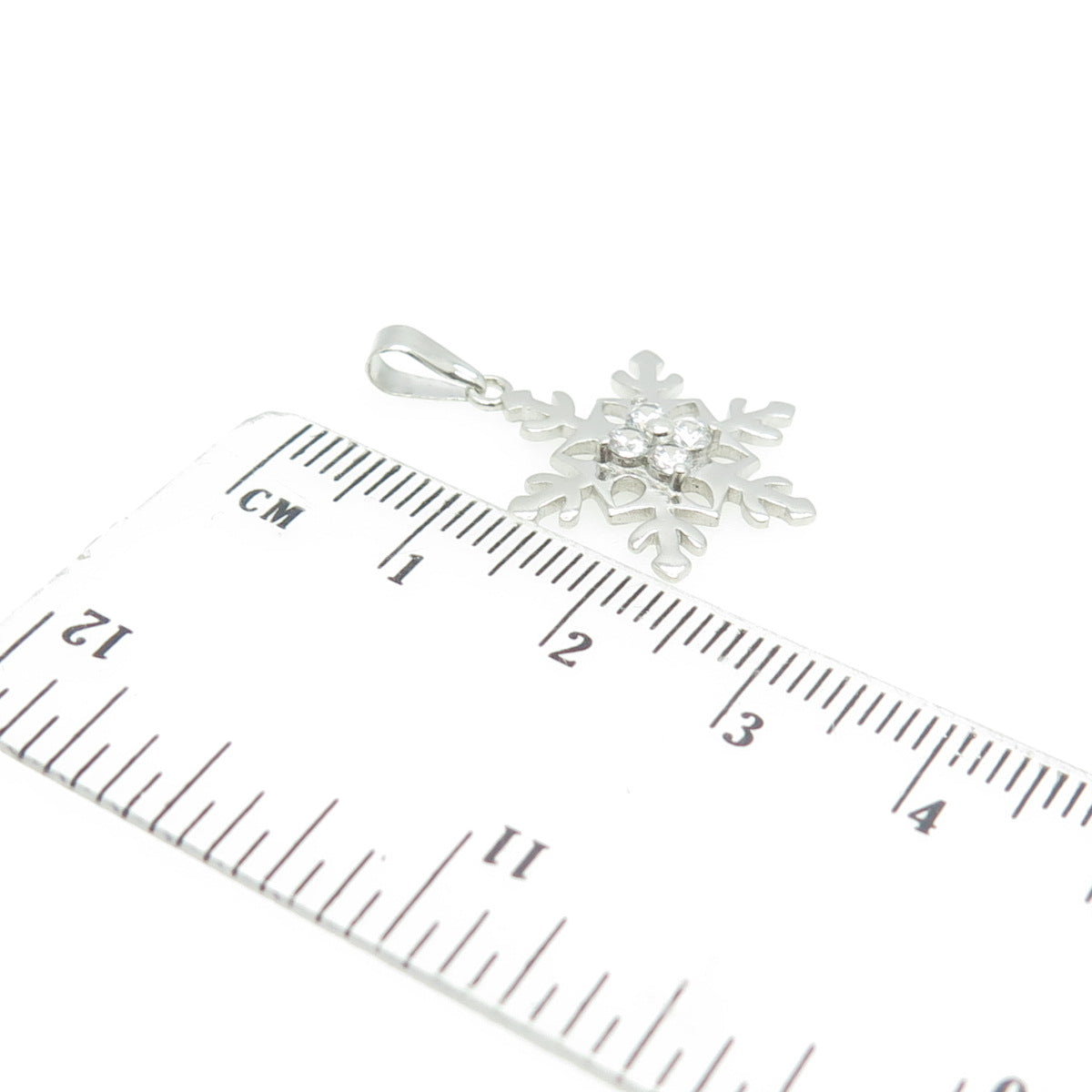 925 Sterling Silver Round-Cut C Z Snowflake Pendant