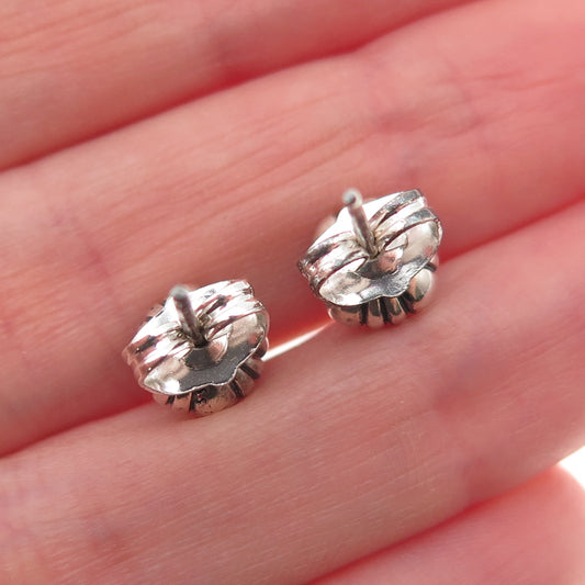 925 Sterling Silver Faux Pearl Floral Oxidized Stud Earrings