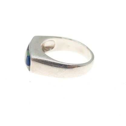 CAROLYN POLLACK Sterling Silver Vintage Turquoise Lapis Onyx & MOP Ring Size 6.5