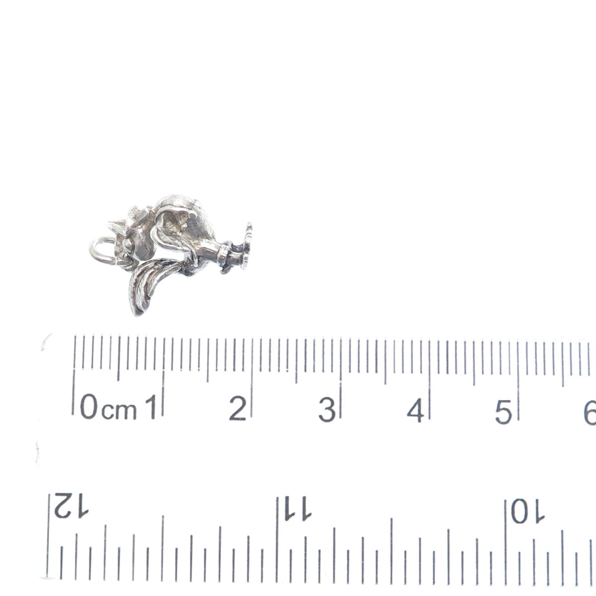 925 Sterling Silver Vintage Rooster Minimalist 3D Charm Pendant