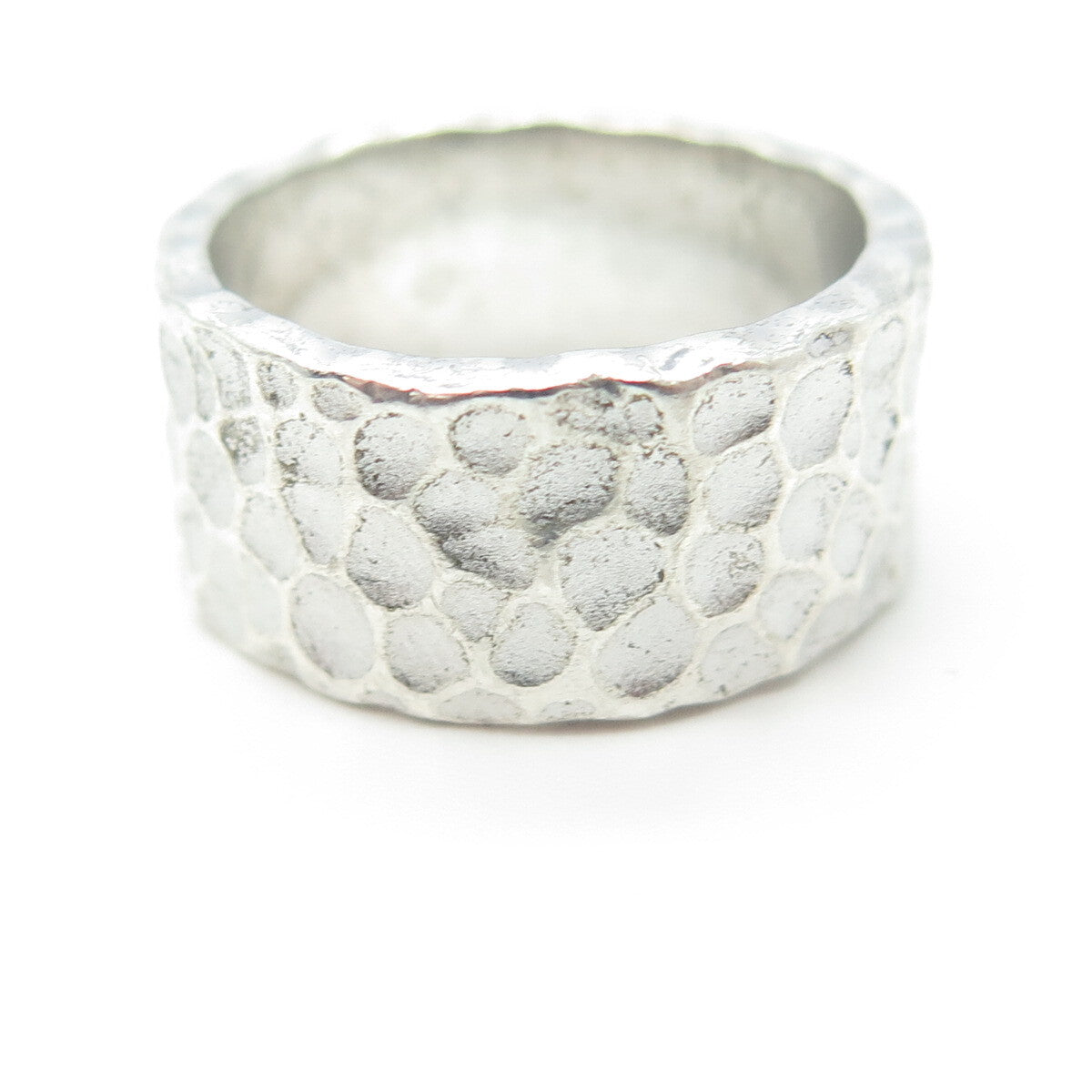 925 Sterling Silver Vintage Hammered Finish Band Ring Size 6.25