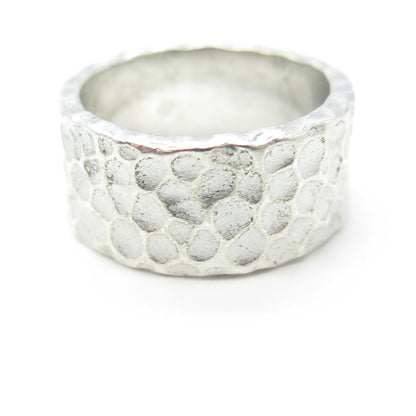 925 Sterling Silver Vintage Hammered Finish Band Ring Size 6.25