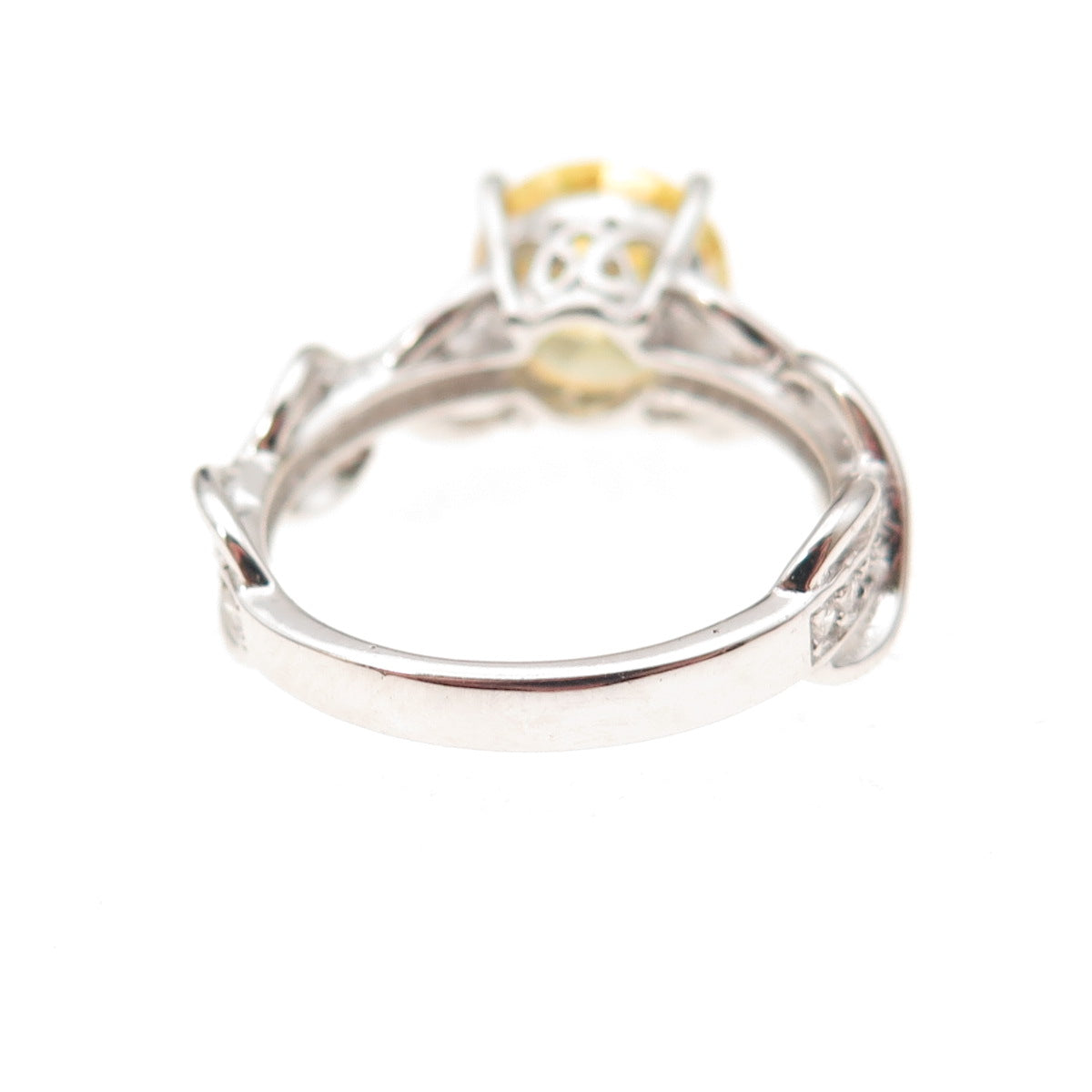 Key Star 925 Sterling Silver Round-Cut Canary & White C Z Ring Size 6