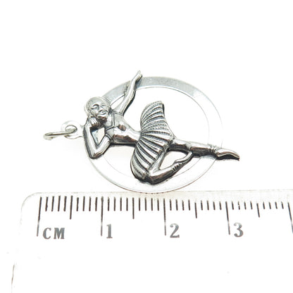 BEAU 925 Sterling Silver Antique Art Deco Ballet Dancer 3D Pendant