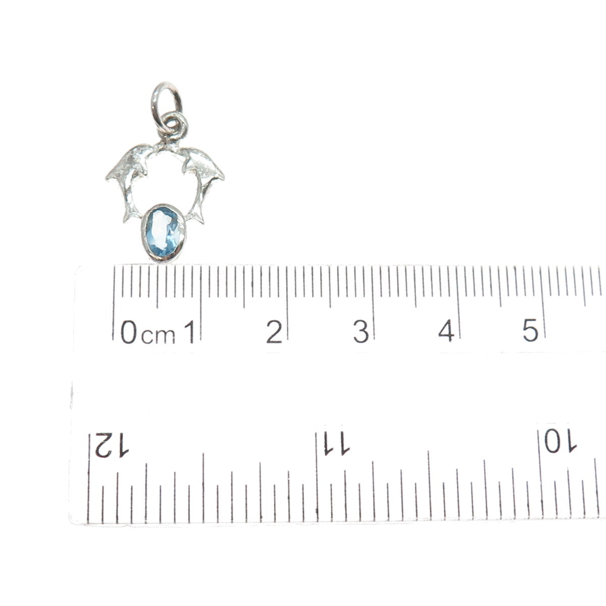 CHARLES WINSTON 925 Sterling Silver Vintage Blue Topaz Dolphin Couple Pendant