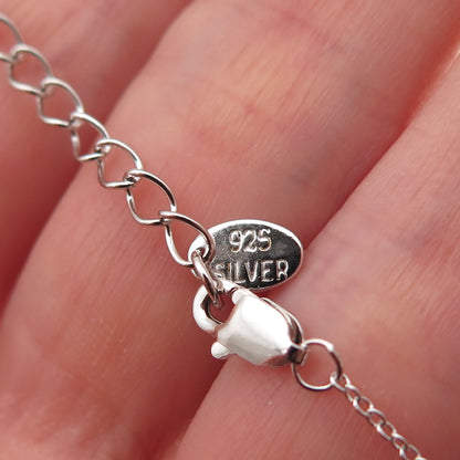 925 Sterling Silver Round-Cut C Z Letter O Initial Cable Chain Necklace 18-20"