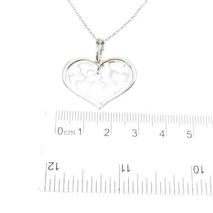 925 Sterling Silver Italy Heart Pendant Adjustable Cable Chain Necklace 24"