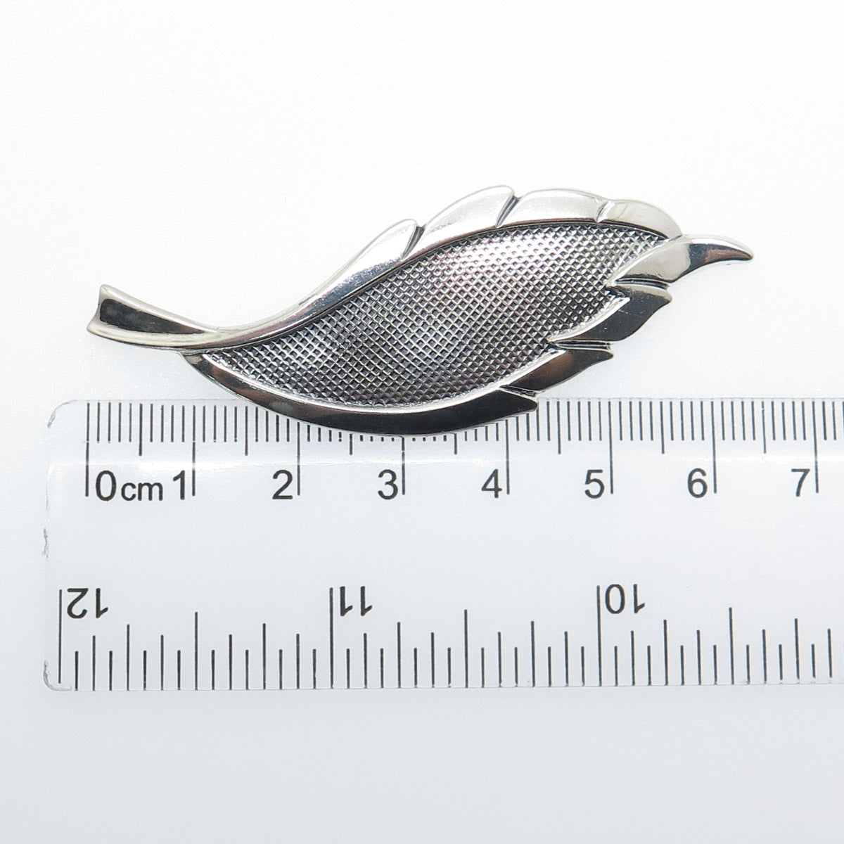 BEAU 925 Sterling Silver Vintage Floral Leaf / Feather Pin Brooch