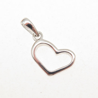 925 Sterling Silver Vintage Open Heart Mini Charm Pendant
