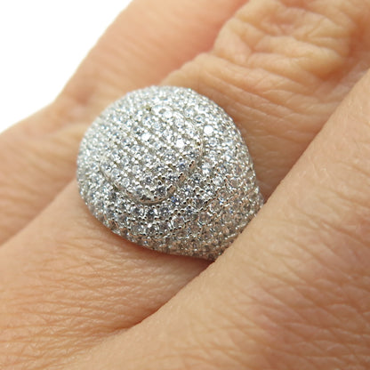 925 Sterling Silver Round-Cut C Z Sparkle Ring Size 6.75