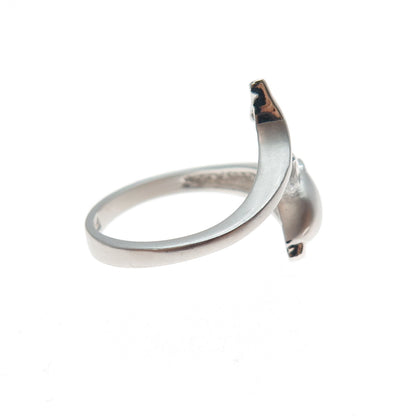 925 Sterling Silver RSC Round-Cut C Z Dolphin Ring Size 4.75