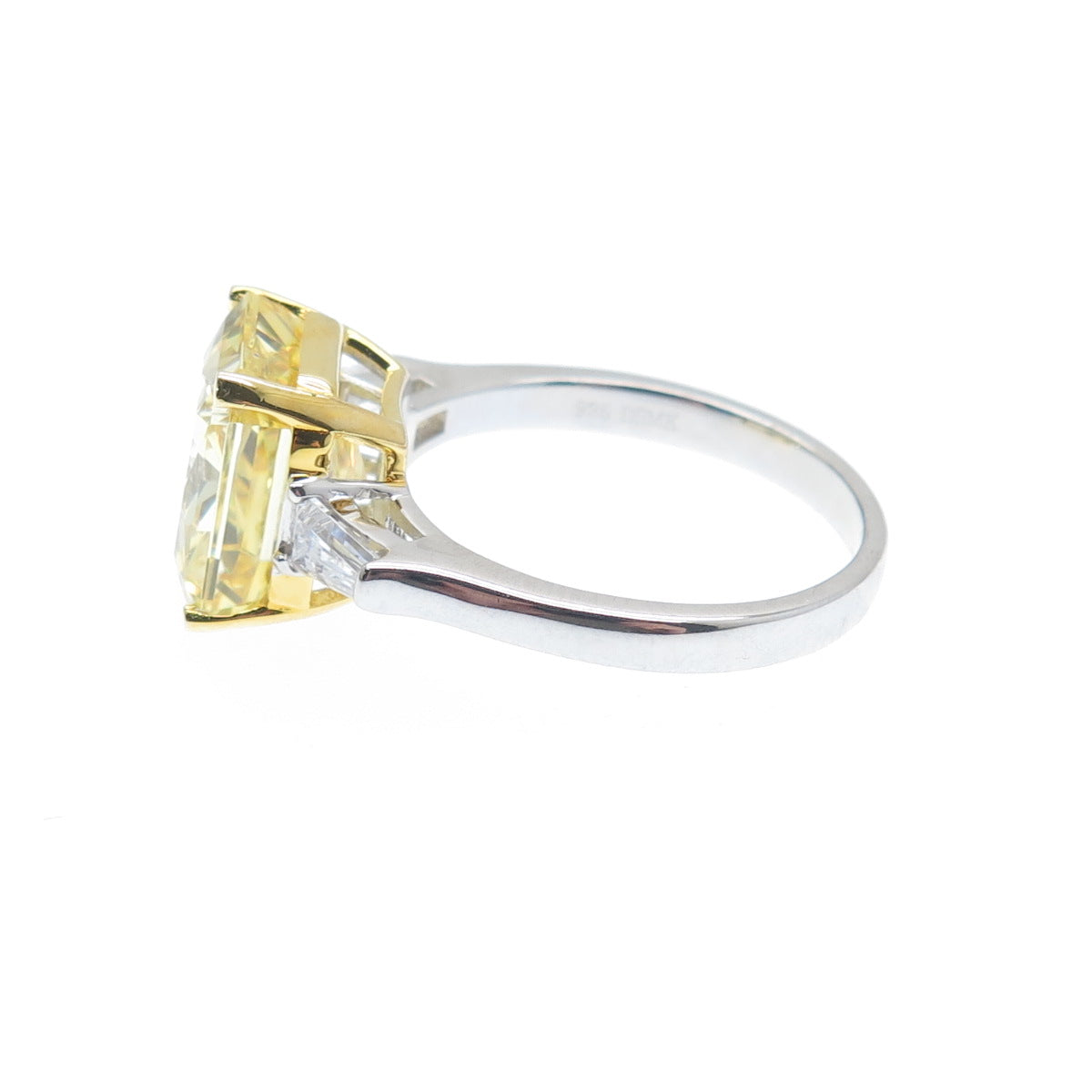 DSMK 925 Sterling Silver 2-Tone Canary & White Multi-Cut C Z Ring Size 6