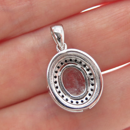 925 Sterling Silver Real Aquamarine & Black Spinel Minimalist Charm Pendant