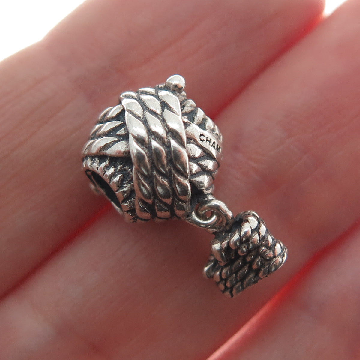 CHAMILIA 925 Sterling Silver Needle & Yarn Dangle Bead Charm