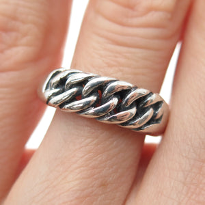 925 Sterling Silver Vintage Curb Chain Oxidized Ring Size 6.25