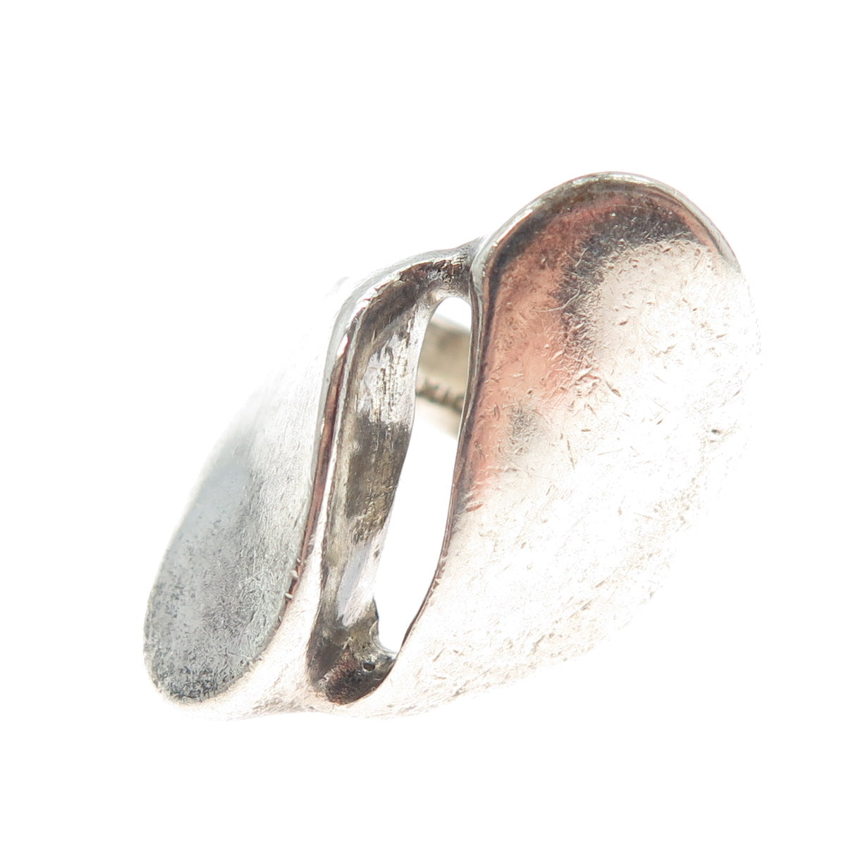 925 Sterling Silver Vintage Mexico Modernist Bypass Ring Size 8.5