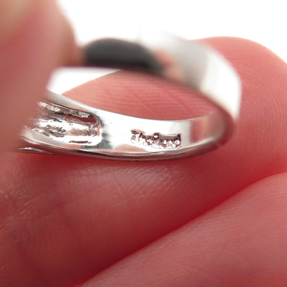 925 Sterling Silver Real Round-Cut Sapphire Floral Ring Size 5