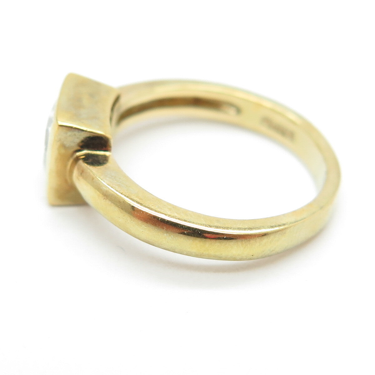 925 Sterling Silver Gold Plated Princess-Cut Shaped C Z Ring Size 6