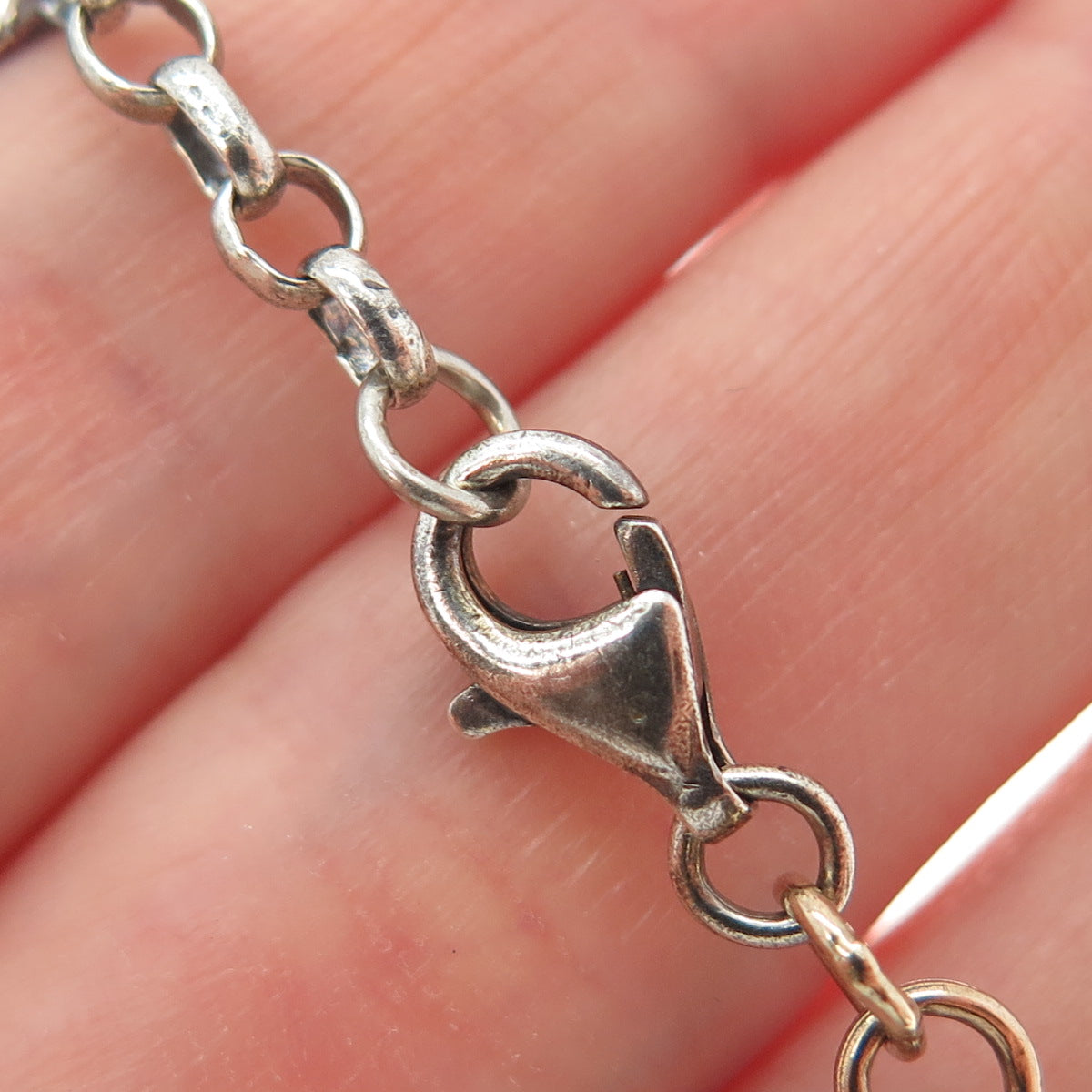 MARCELLO FONTANA 925 Sterling Vintage Italy Modernist Oxidized Bracelet 7-7.75"