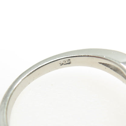 CHUCK CLEMENCY 925 Sterling Silver Real White Topaz & Peridot Gem Ring Size 5