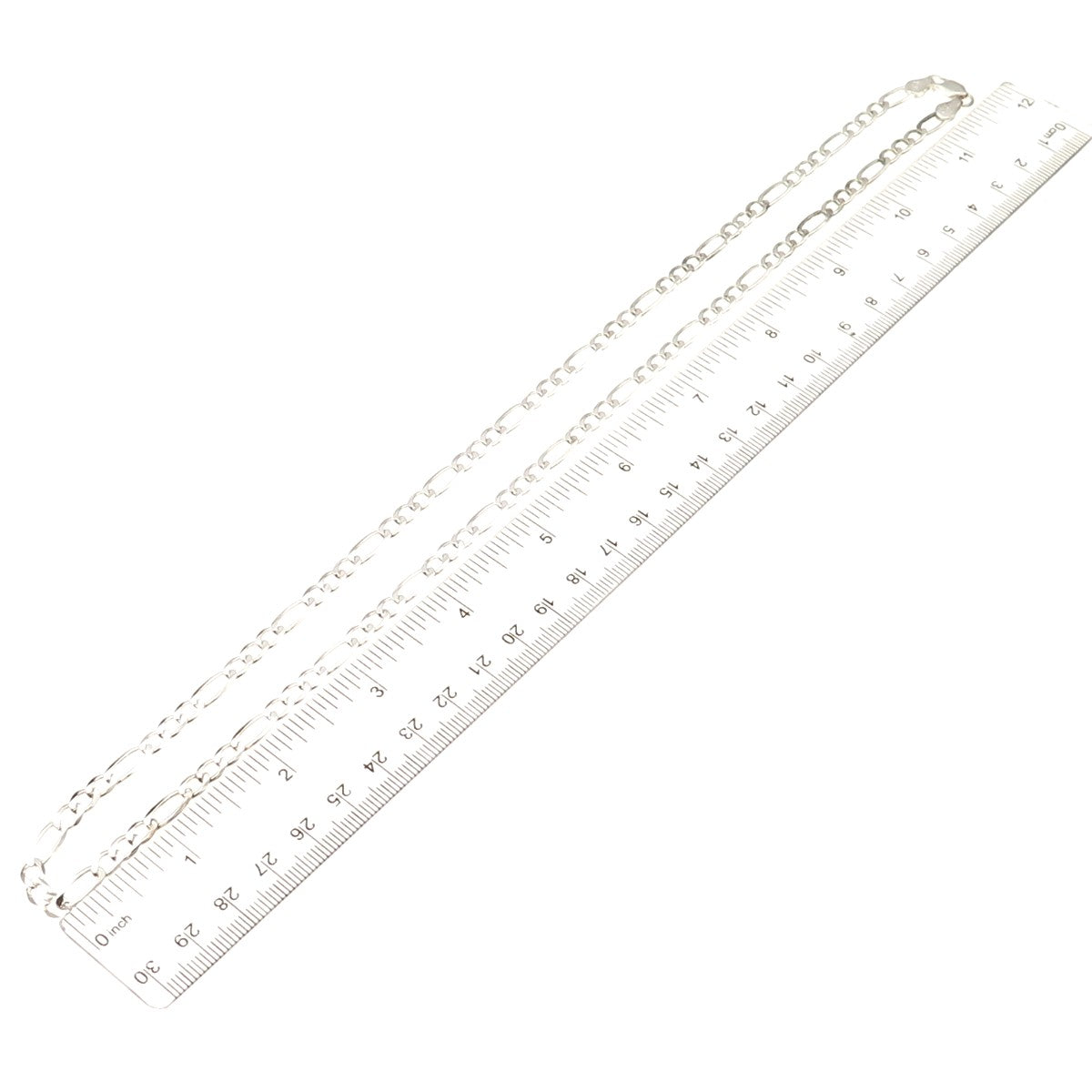 925 Sterling Silver Italy Figaro Chain Necklace 24"