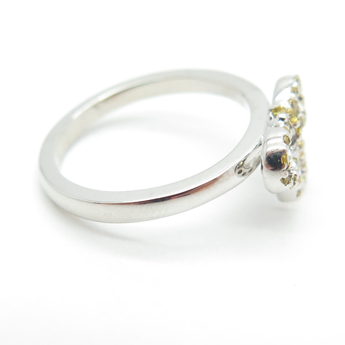 925 Sterling Silver Lemon Round-Cut Shaped C Z Bow Ring Size 5.75