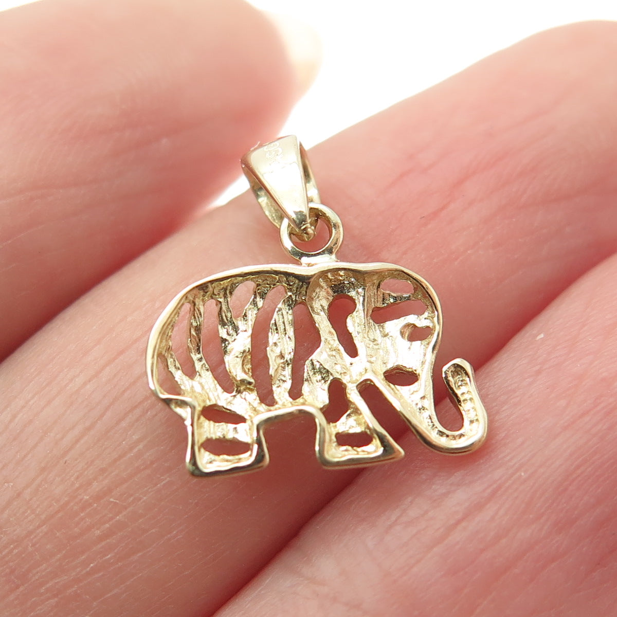 14K Yellow Gold Elephant Minimalist Charm Pendant