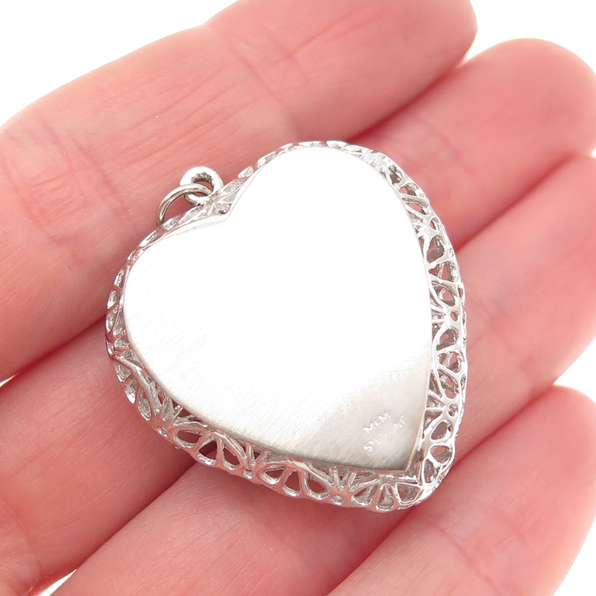 MARK MERCY 925 Sterling Silver Vintage Rhinestone Happy Birthday Heart Pendant