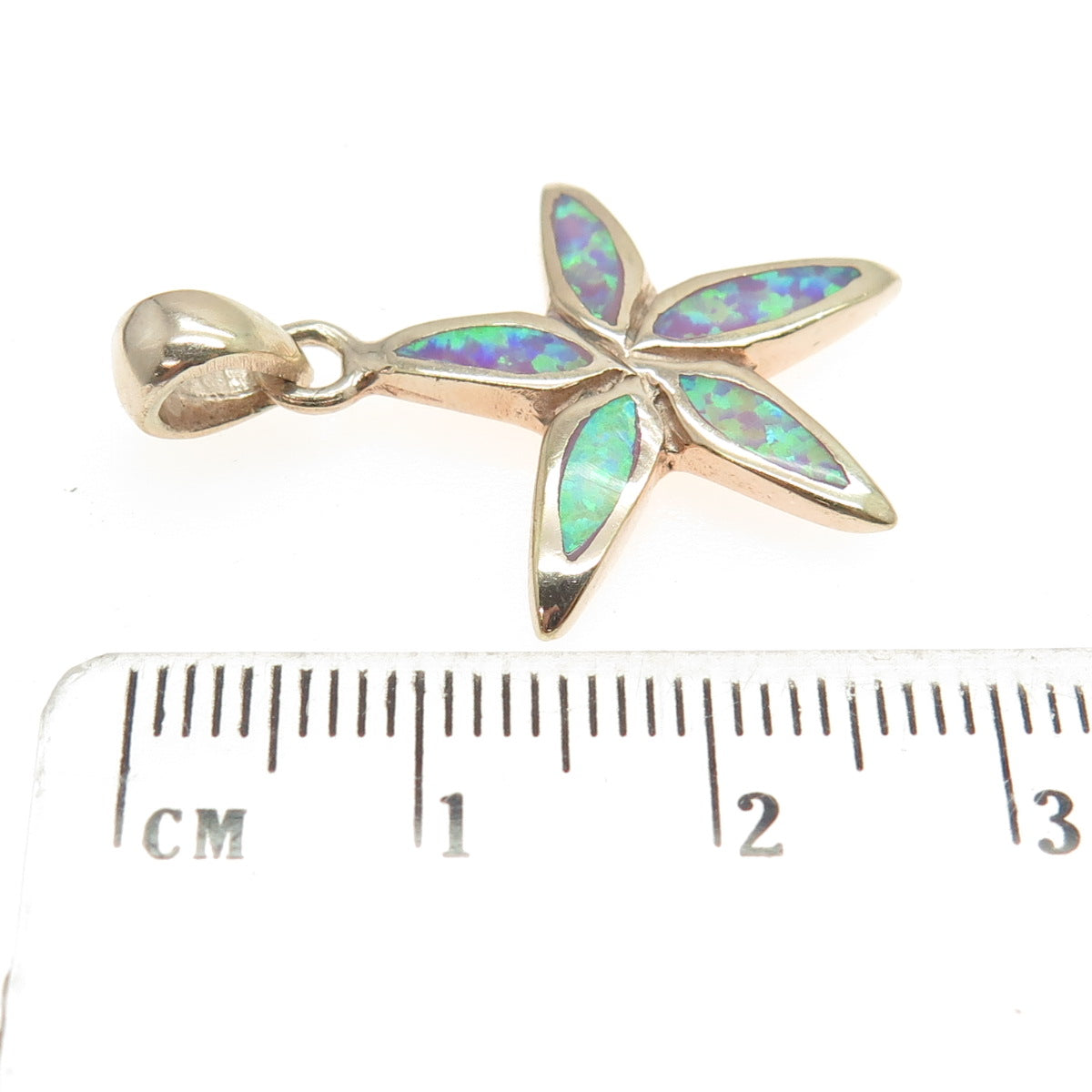 925 Sterling Silver Gold Plated Real Colorful Opal Gemstone Floral Pendant